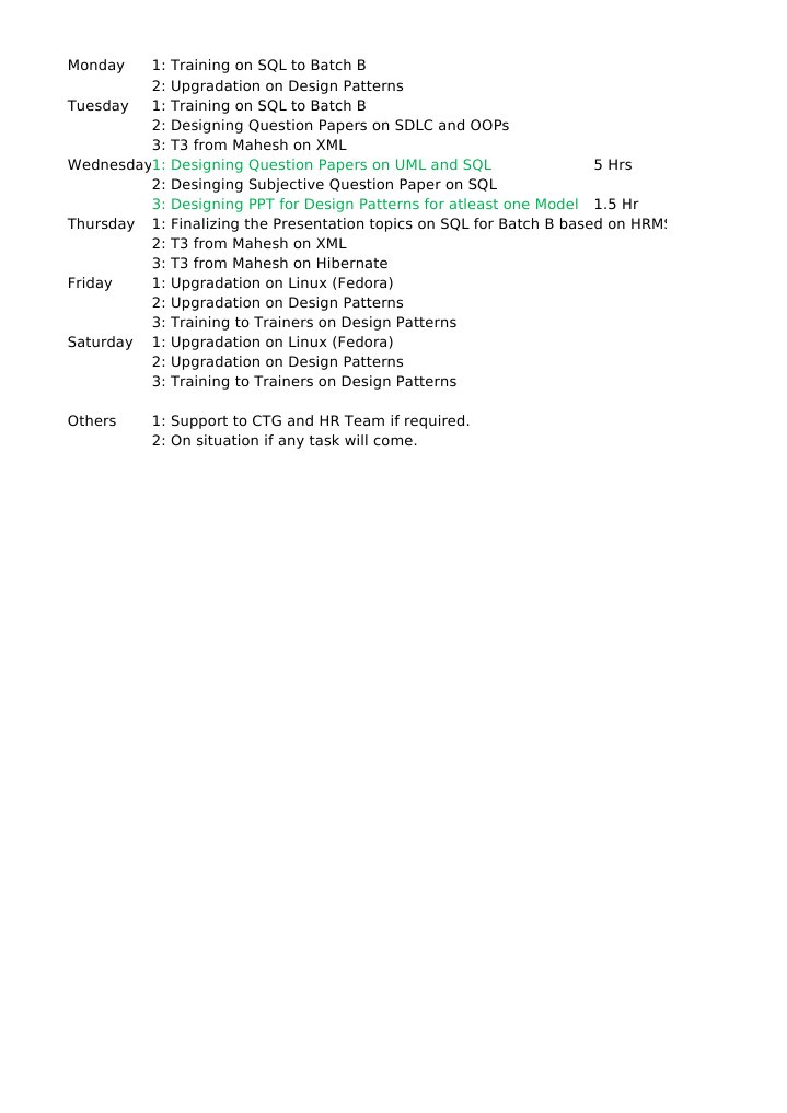Weekly Training and Design Plan | PDF