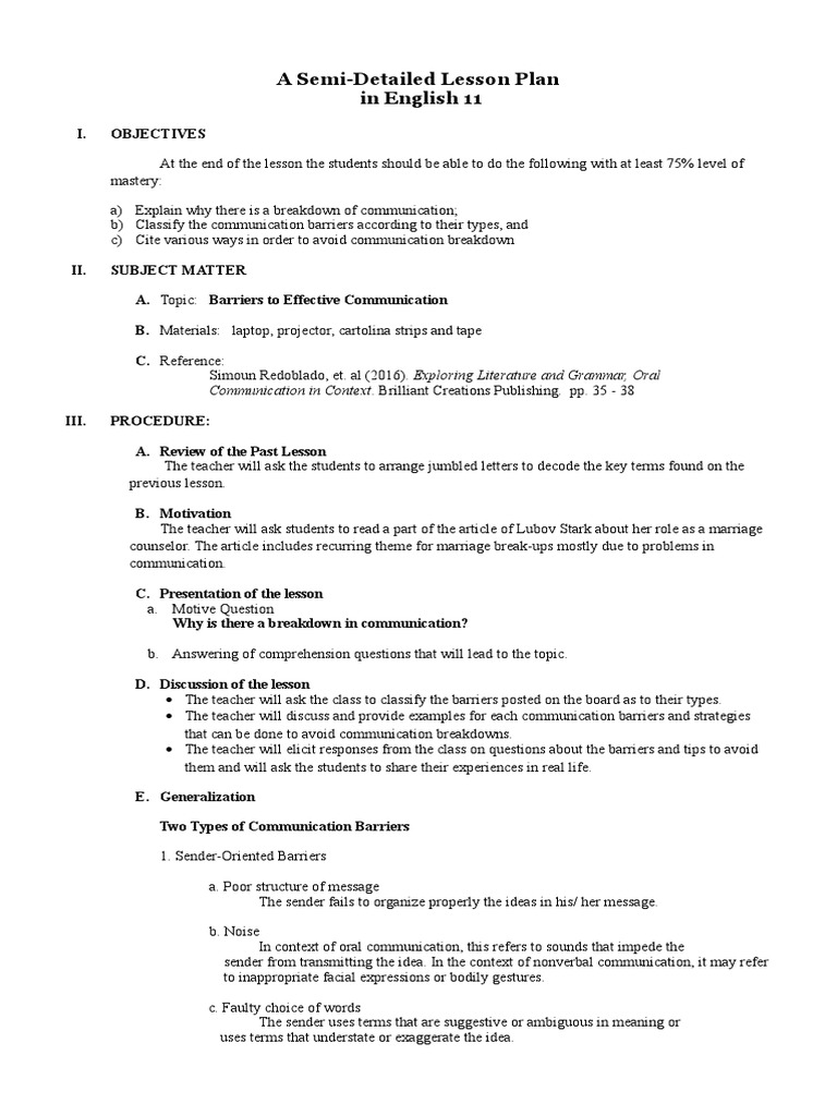 EFFECTIVE COMMUNICATION LESSON PLAN PDF visual data 6