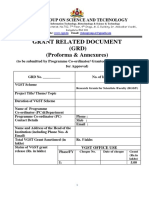 Grant Related Document (GRD) : (Proforma & Annexures)