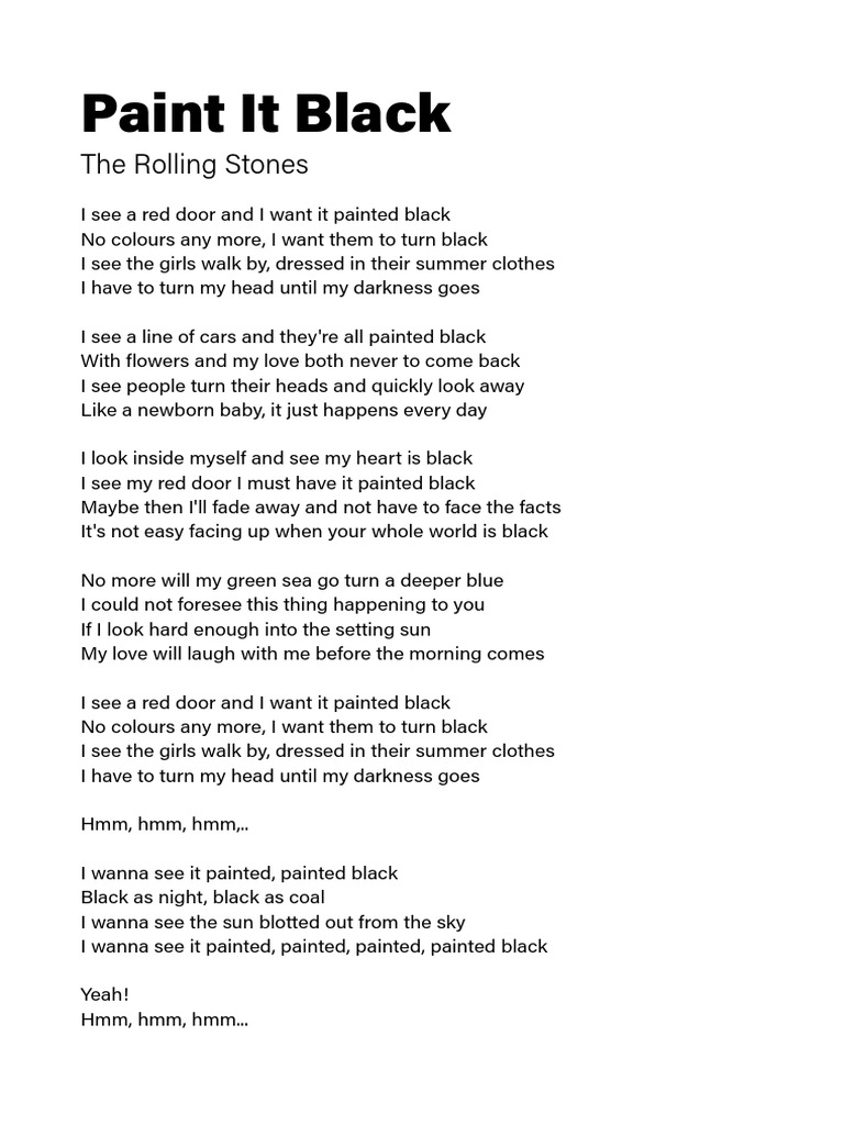 Paint It Black Lyrics Peintures