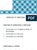 Approaches To Curriculum: AUGUST 24, 2019