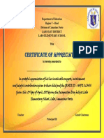 Certificate of Appreciation Deped
