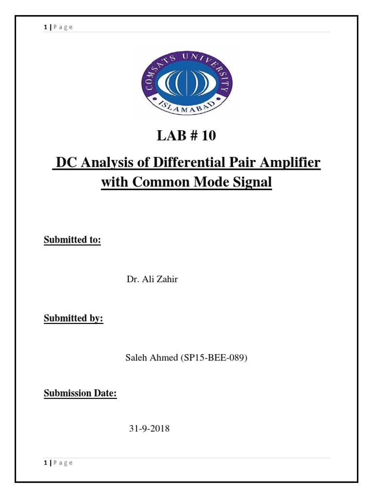 Differential Pair Amplifier Analysis | PDF