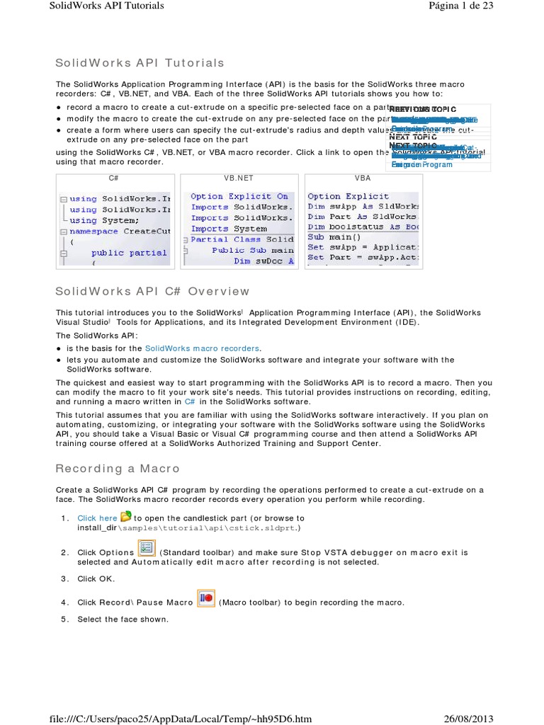 API Solidworks | PDF | Visual Basic For Applications | Computer Engineering