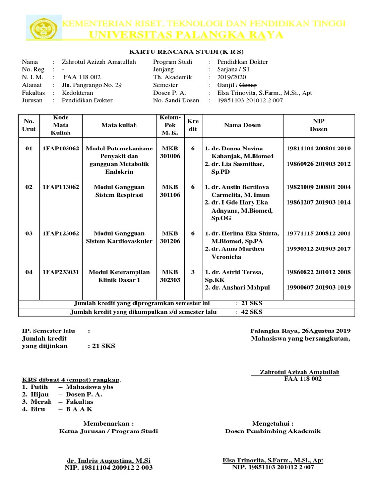 KRS for Zahrotul Azizah Amatullah | PDF