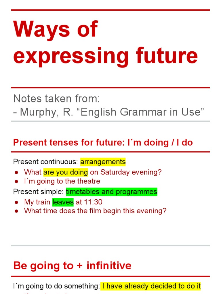 Expressing Future Tenses in English | PDF