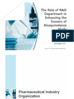 The Role of The Pharmaceutical Company - S R - D Department in Enhancing The Success of Bioequivalence Study
