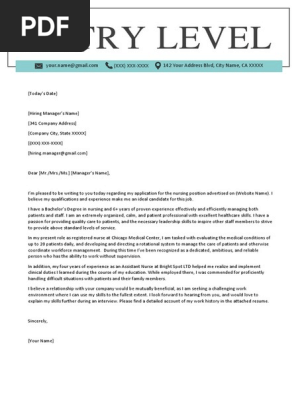 Nurse cover letter