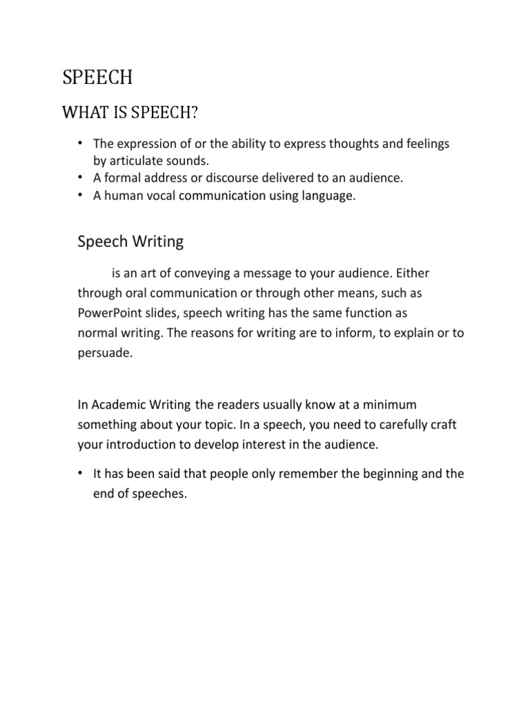 What Is Speech? Download Free PDF Public Speaking Speech