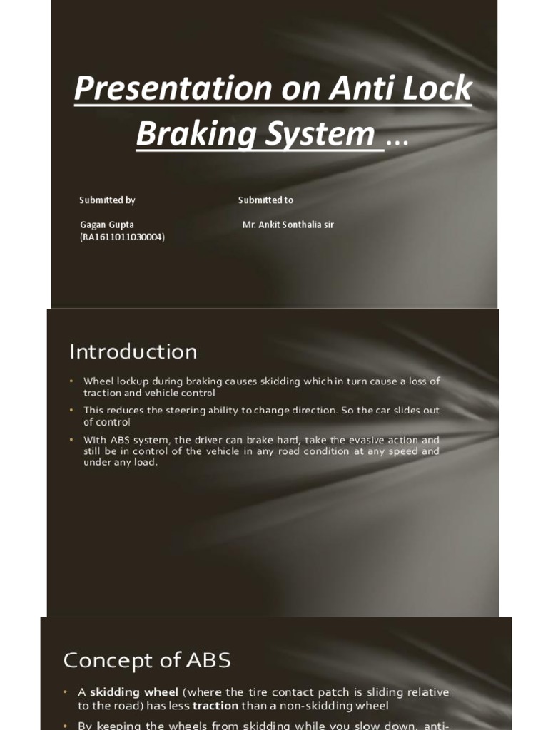 Anti Lock Braking System Overview | PDF
