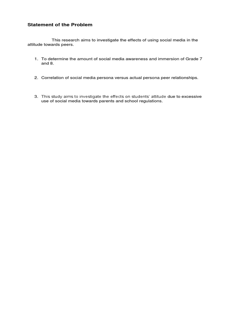 Statement of The Problem | PDF