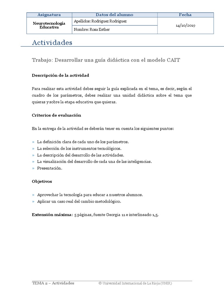 Modelo Cait | PDF | Rúbrica (Académica) | Evaluación