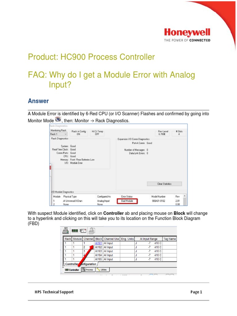 Product: HC900 Process Controller FAQ: Why Do I Get A Module Error With ...