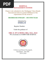 Project Work Submitted To The Chellappan Vidya Mandir International School in Partial Fulfillment of The Requirements For The Award of