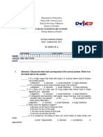 Tabang Elementary School Science 4 Test on Digestion and Internal Organs