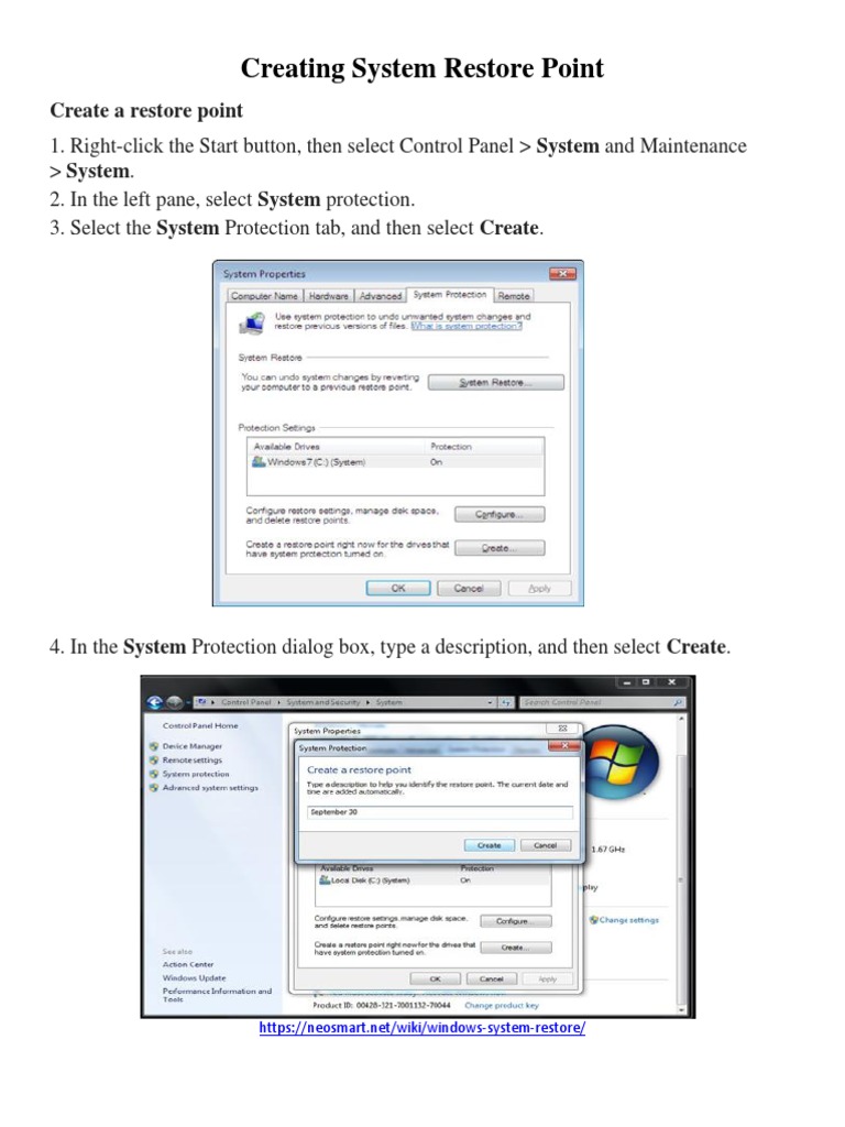 How to Create System Restore Points | PDF | Backup | Computer File