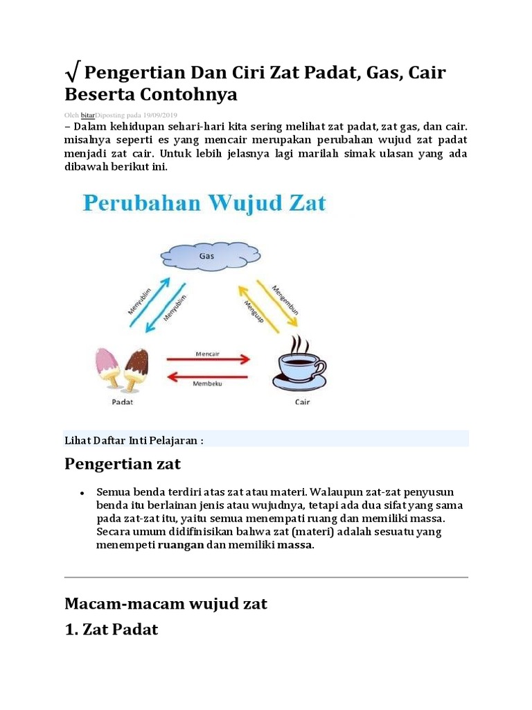Pengertian Dan Ciri Zat Padat