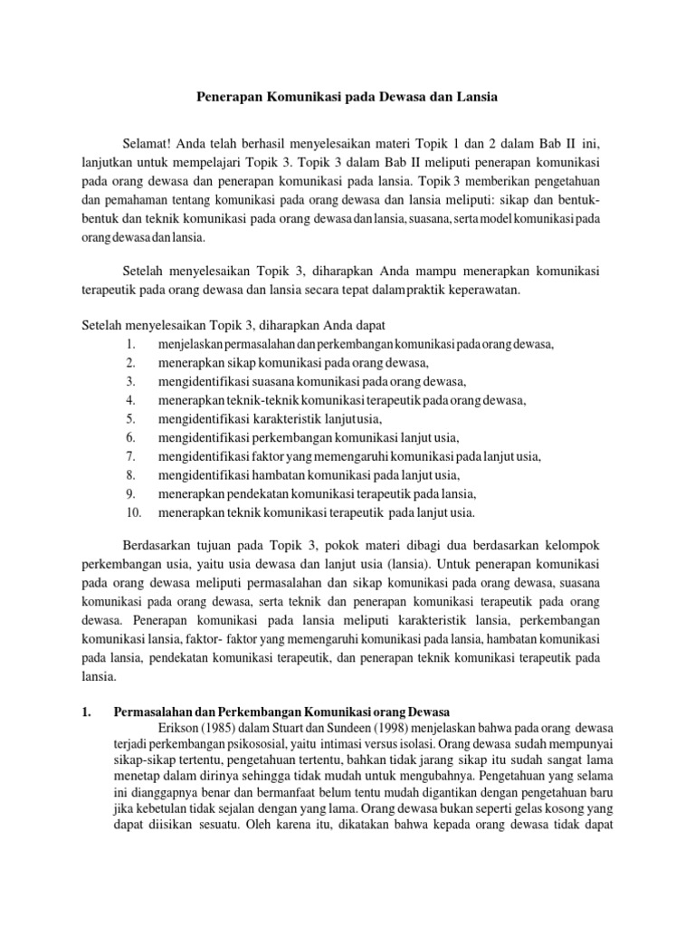 Komunikasi Pada Dewasa Dan Lansia
