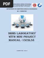 Dbms Laboratory With Mini Project Manual - 15CSL58: Department of Computer Science & Engineering Be - V Semester