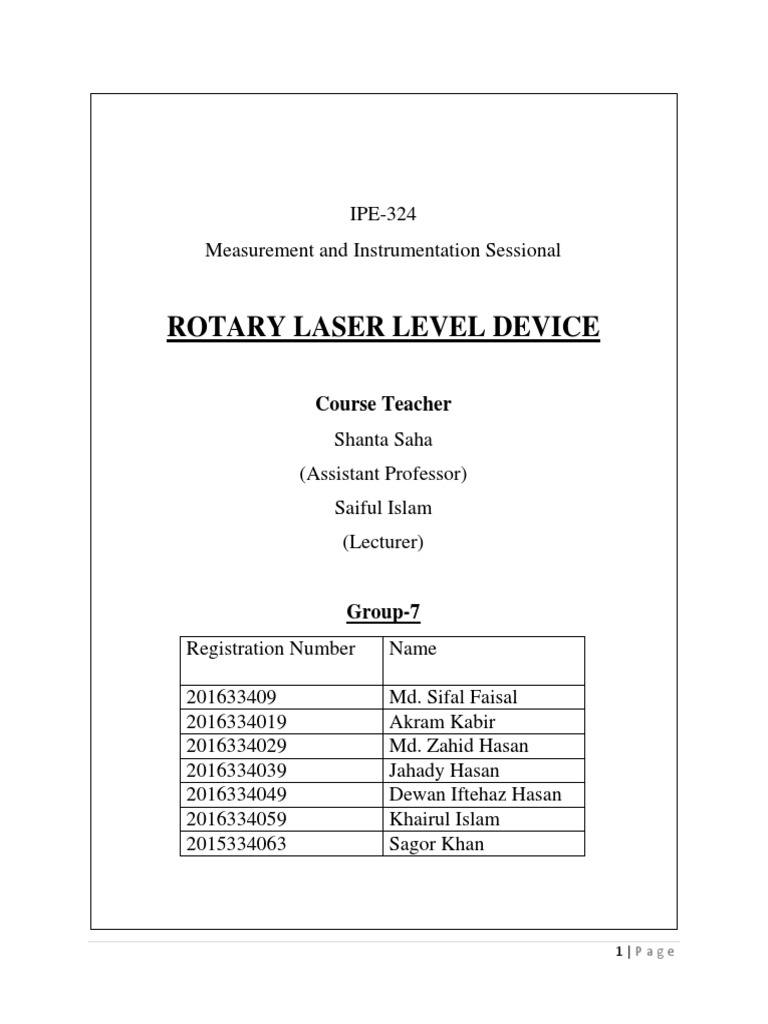 Rotary Laser Level PDF Applied And Interdisciplinary Physics Tools