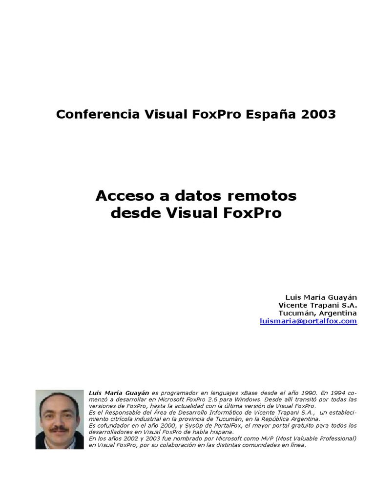 Acceso a Datos Remotos en Visual FoxPro | PDF | Active X Data Objects | SQL