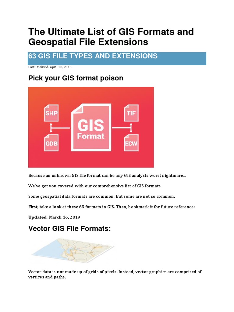 The Ultimate List of GIS Formats and Geospatial File Extensions | PDF ...
