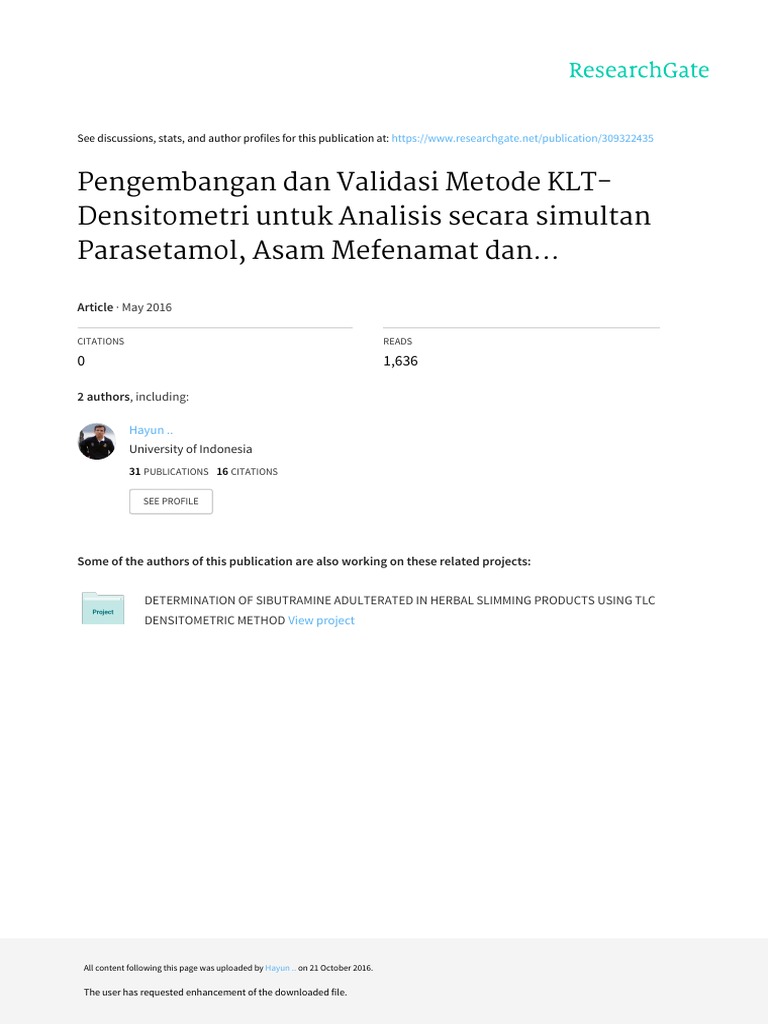 Jurnal KLT Densitometri Download Free PDF Pharmacology Drugs