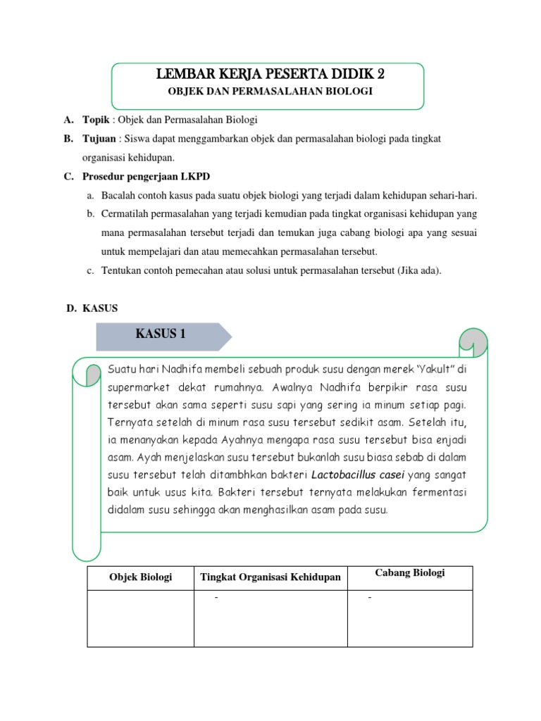 Ruang Lingkup Biologi Lkpd 2
