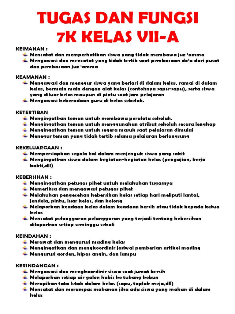 Tugas 7K Kelas VII-A di Sekolah | PDF