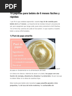 10 Papillas Para Bebes De 6 Meses Faciles Y Rapidas Sal Leche