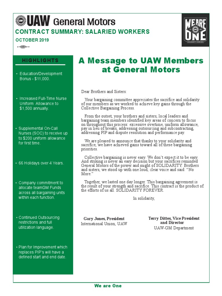 Uaw Salary PDF Overtime United Automobile Workers