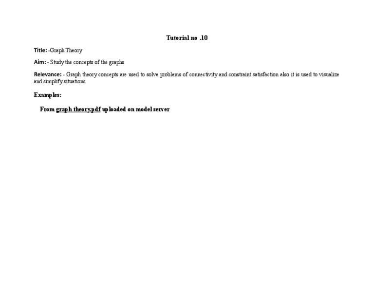 Tutorial No 10-Graph Theory | PDF