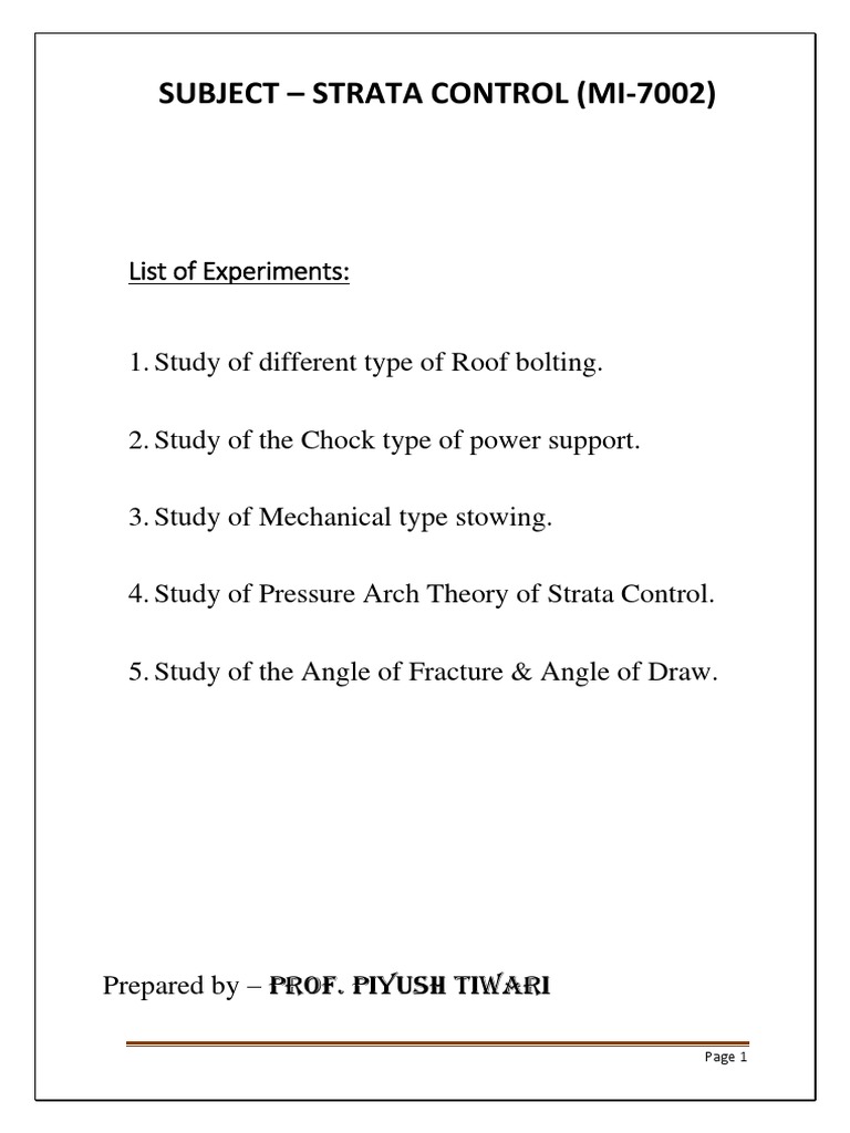 Strata Control Techniques in Mining | PDF | Screw | Stress (Mechanics)