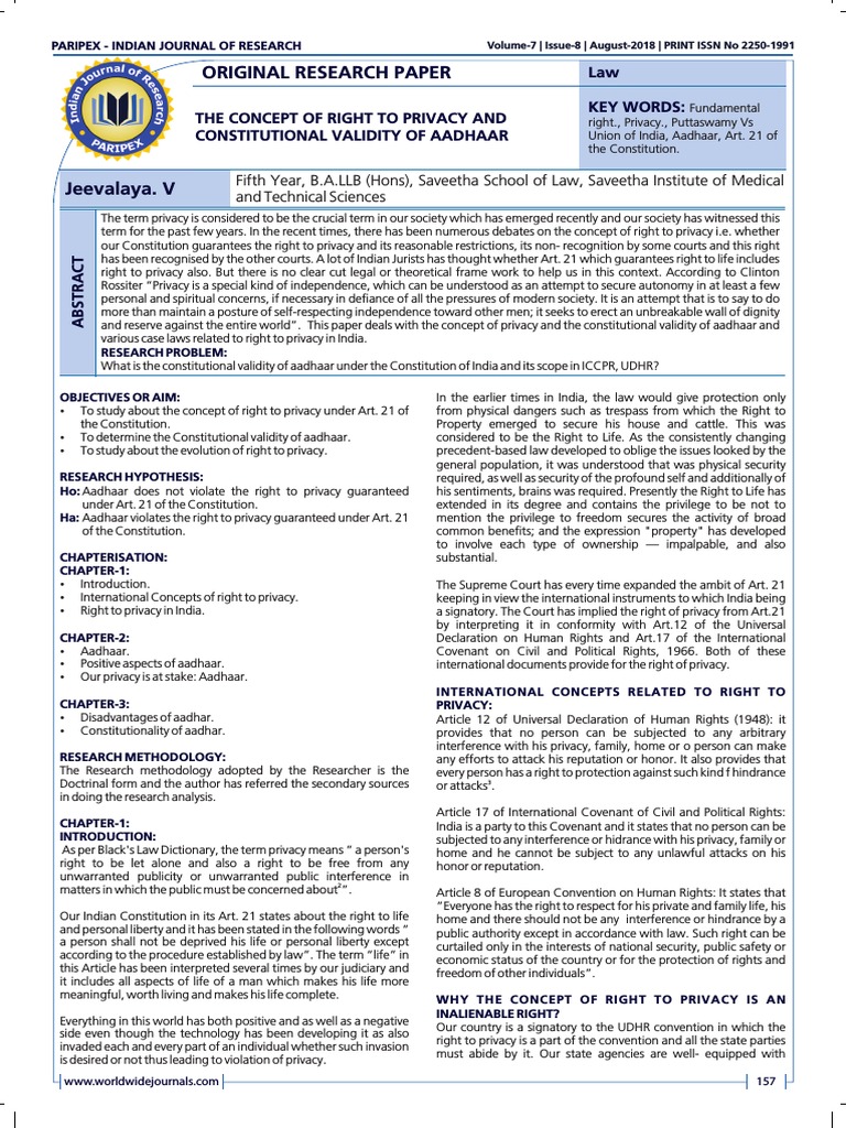 Original Research Paper | PDF | Right To Privacy | Privacy