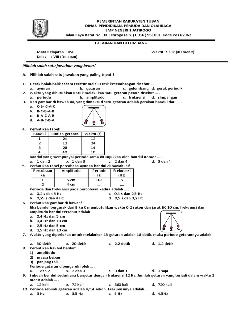 Soal Getaran Dan Gelombang Kelas 8 Pdf
