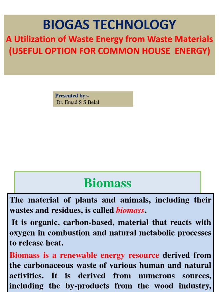 Biogas Production And Utilization Ppt Biomass Anaerobic Digestion