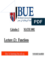 Lecture (2) : Functions: Calculus 1 MATH 100E