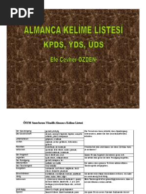 Almanca Kelime Listesi Kpds Yds Uds Pdf