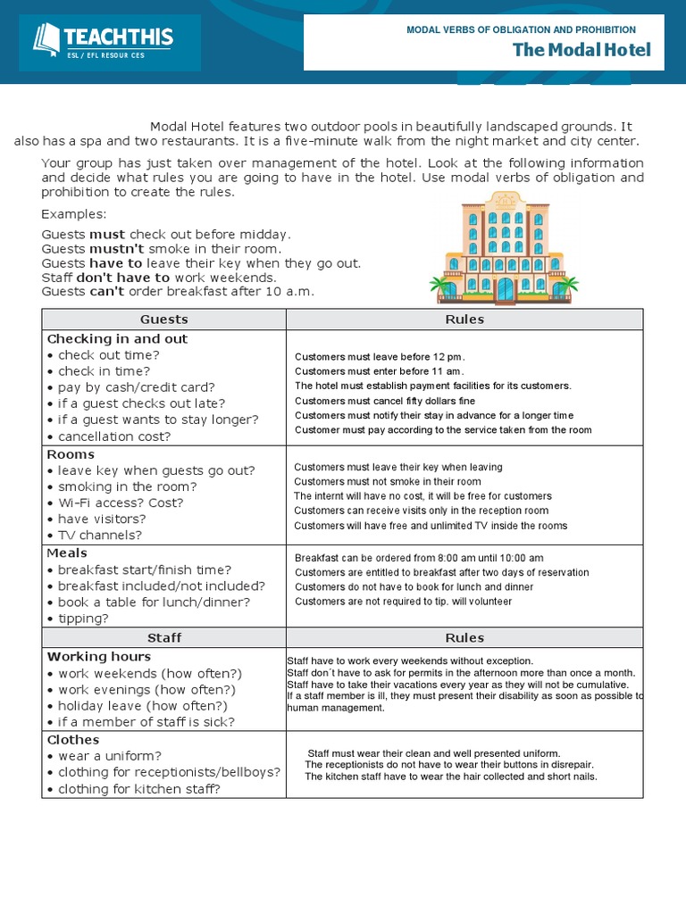 Modal Verbs Ingles 3 Hotel Business