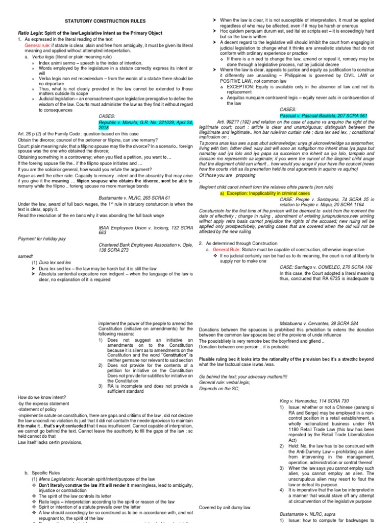 3 Statutory Construction Rules PDF Statutory Interpretation