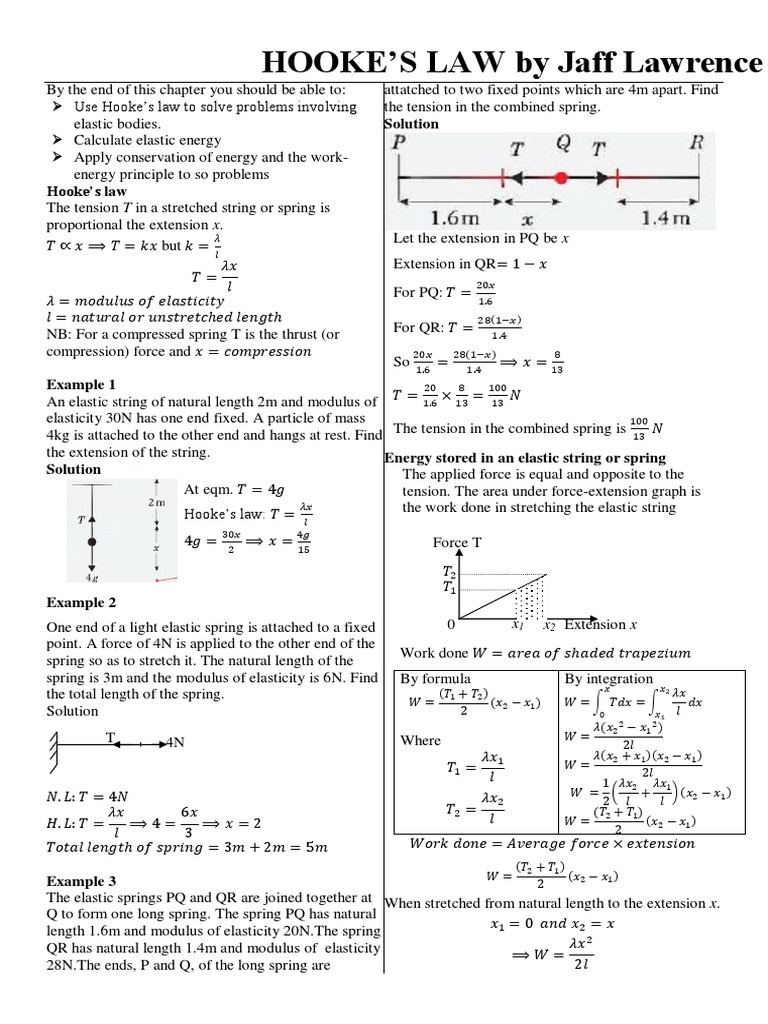 Understanding Hooke's Law in Physics | PDF | Elasticity (Physics ...