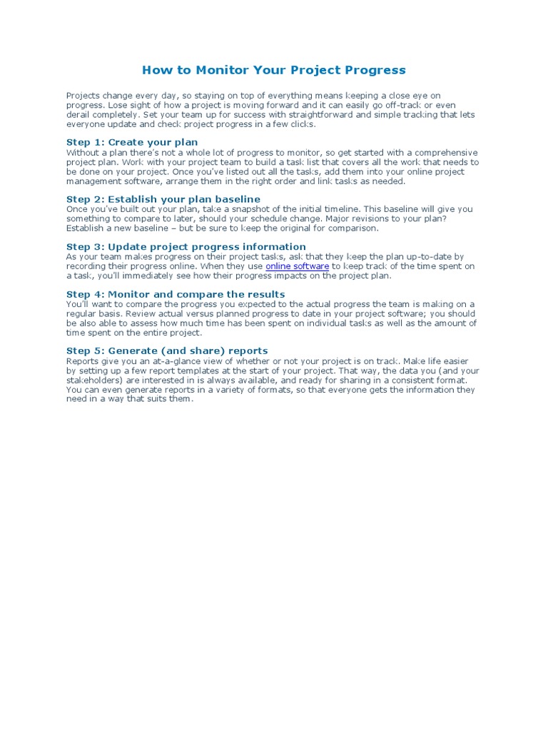 How To Monitor Your Project Progress | PDF