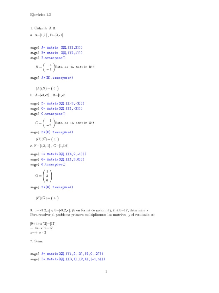 Sage) Sage) Sage) Estaeslamatrizb!! Sage) | PDF | Algebra | Teaching ...