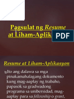Pagsulat NG Resume at Liham Aplikasyon