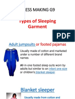 Dress Making G9: Types of Sleeping Garment