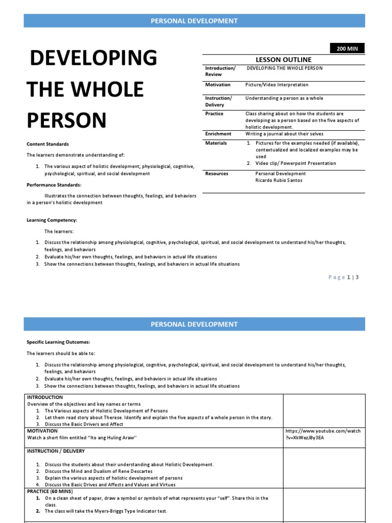 Holistic Development of the Whole Person | PDF | Emotions | Thought