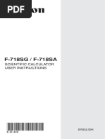 F-718SG / F-718SA: Scientific Calculator User Instructions