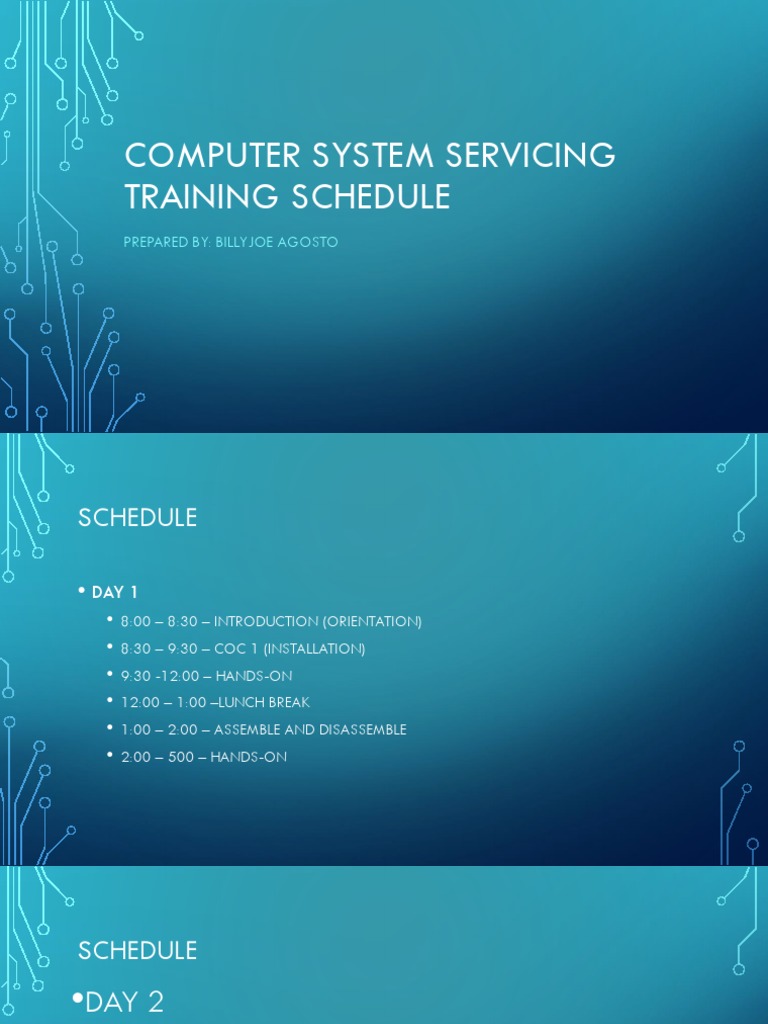 Computer System Servicing Training Schedule | PDF