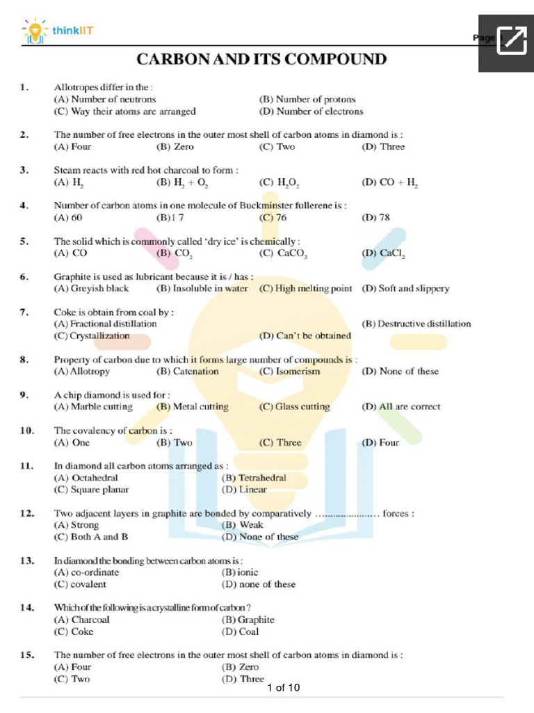 Chemistry (Carbon & Compounds) NTSE 17 Oct PDF | PDF