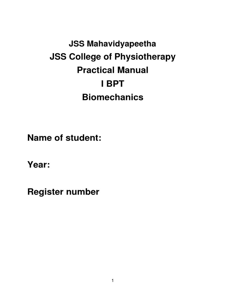 I BPT Practical Manual: Biomechanics | PDF | Anatomical Terms Of Motion ...